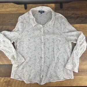 ModCloth Womens XL Sheer Constellations Button Up Shirt Long Sleeve Blouse
